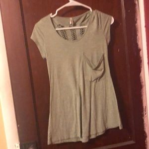 Green shirt with tied back